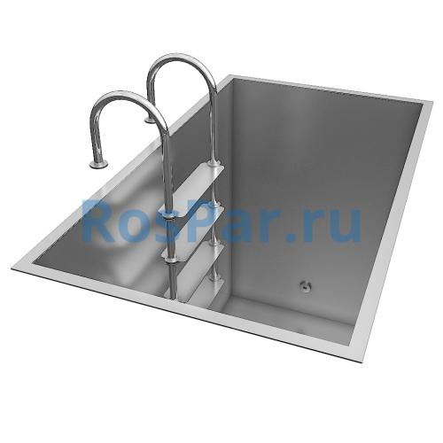 Прямоугольная купель «COMFORT» из нержавеющей стали длина 1400 мм ширина 800 мм высота 1150 мм