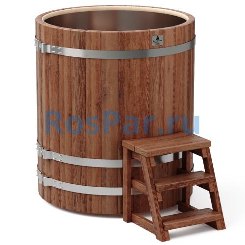 Круглая купель «PREMIUM» из лиственницы с вставкой из нержавеющей стали диаметр 1200 мм высота 1150 мм