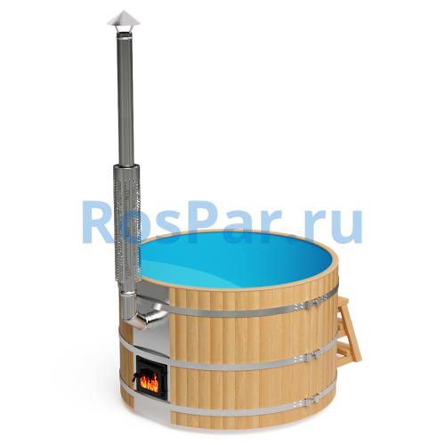 Фурако круглая «PREMIUM» из лиственницы с пластиковой вставкой с интегрированной печью 1700 мм