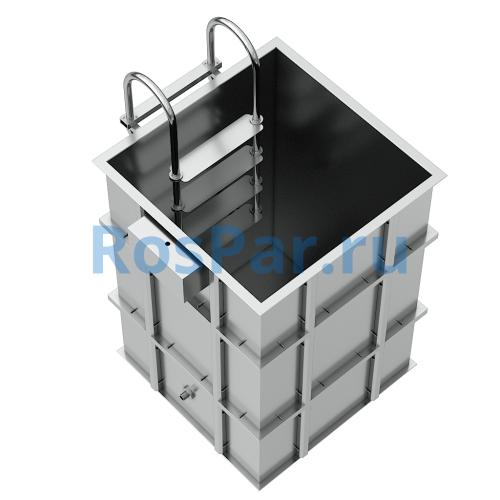 Квадратная купель «COMFORT» из нержавеющей стали длина 1000 мм ширина 1000 мм высота 1150 мм