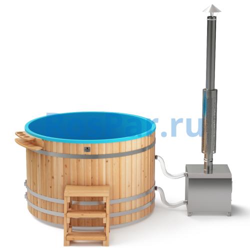 Фурако круглая «COMFORT» из лиственницы с пластиковой вставкой с внешней печью с газовой горелкой 2000 мм