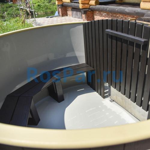 Фурако круглая «COMFORT» из лиственницы с пластиковой вставкой со встроенной печью 2000 мм