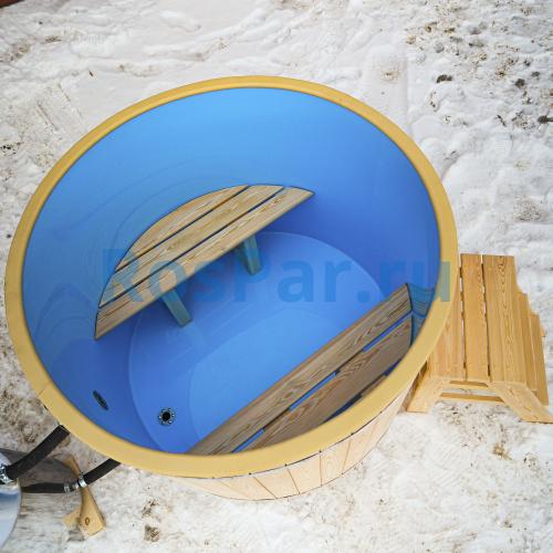 Фурако круглая «COMFORT» из лиственницы с пластиковой вставкой с внешней печью 2000 мм