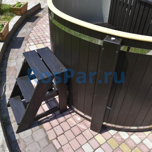 Фурако круглая «COMFORT» из лиственницы с пластиковой вставкой со встроенной печью 2000 мм