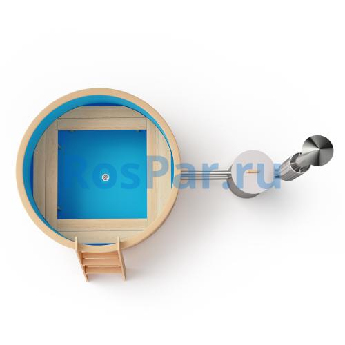 Фурако круглая «ORIGINAL» из сосны с пластиковой вставкой с внешней печью 1500 мм