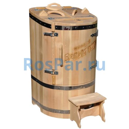 Кедровая бочка овальная «Профессиональная» со скосом с художественным оформлением «Ваш логотип»