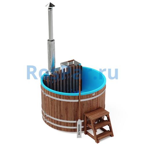 Фурако круглая «PREMIUM» из лиственницы с термопластиковой вставкой со встроенной печью 1700 мм