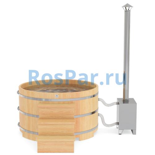 Фурако круглая «PREMIUM» из кедра с внешней печью с газовой горелкой 2000 мм