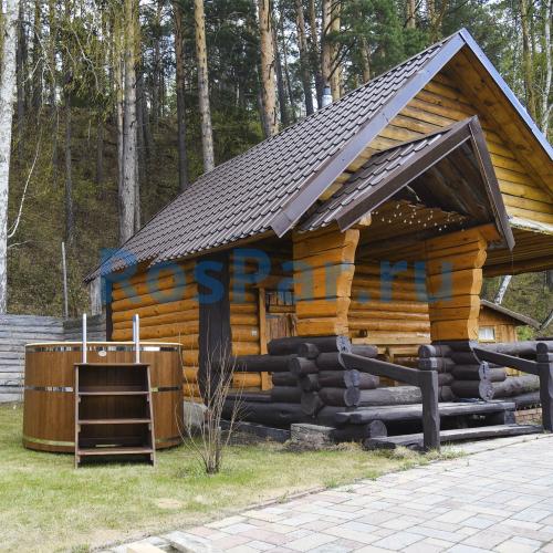 Круглая купель «COMFORT» из лиственницы с пластиковой вставкой диаметр 2000 мм высота 1150 мм