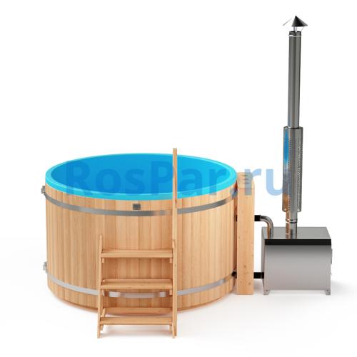 Фурако круглая «PREMIUM» из лиственницы с термопластиковой вставкой с внешней печью 2000 мм