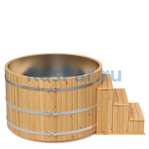 Фурако круглая «PREMIUM» из лиственницы с вставкой из нержавеющей стали с электроподогревом 1700 мм