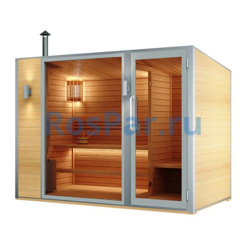 Уличная модульная четырехместная сауна с предбанником «PREMIUM» с дровяной печью