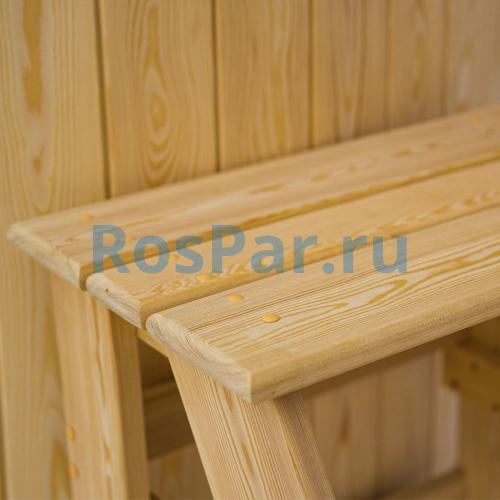 Фурако круглая «COMFORT» из лиственницы с пластиковой вставкой с внешней печью 1700 мм