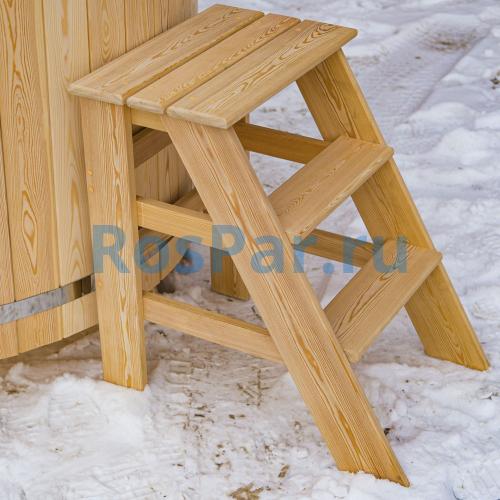 Фурако круглая «COMFORT» из лиственницы с пластиковой вставкой с внешней печью 2000 мм