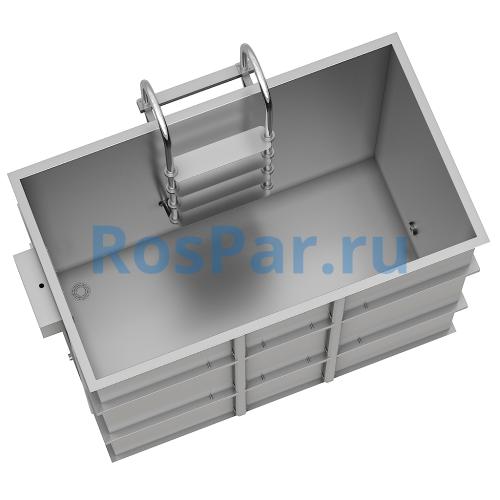 Прямоугольная купель «COMFORT» из нержавеющей стали длина 1400 мм ширина 800 мм высота 1150 мм