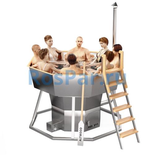 Банный чан «PREMIUM NEO BLACK» на подставке с печью 2350 мм