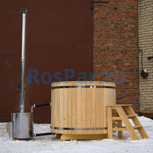 Фурако круглая «ORIGINAL» из сосны с пластиковой вставкой с внешней печью 1500 мм