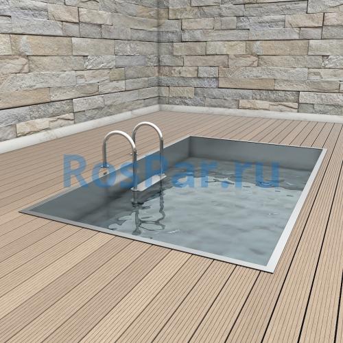 Прямоугольная купель «COMFORT» из нержавеющей стали длина 3000 мм ширина 2000 мм высота 1150 мм