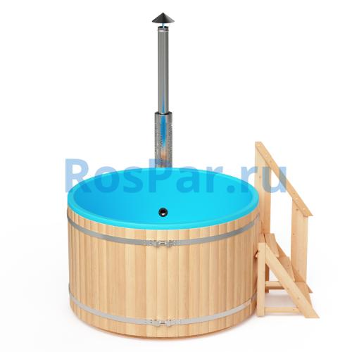 Фурако круглая «PREMIUM» из лиственницы с термопластиковой вставкой с внешней печью 2000 мм