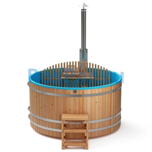 Фурако круглая «COMFORT» из лиственницы с пластиковой вставкой со встроенной печью 2000 мм