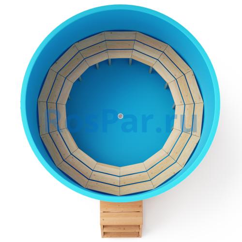 Круглая купель «COMFORT» из лиственницы с пластиковой вставкой диаметр 2000 мм высота 1150 мм