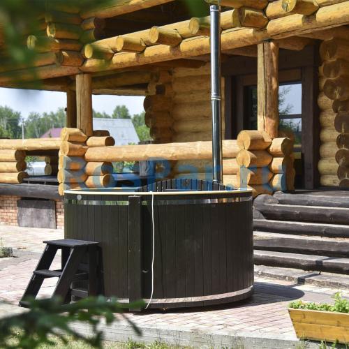 Фурако круглая «COMFORT» из лиственницы с пластиковой вставкой со встроенной печью 2000 мм