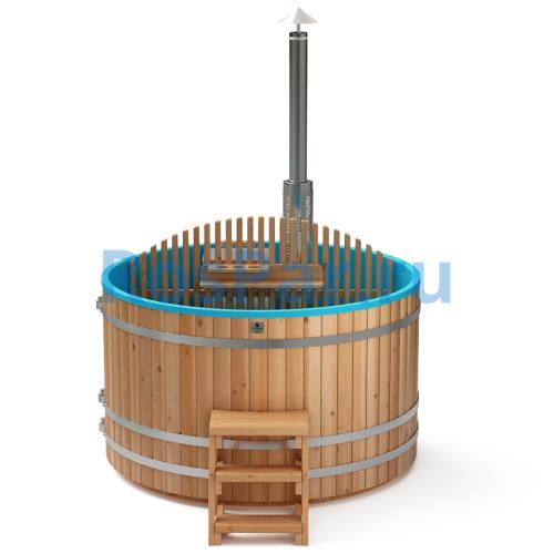 Фурако круглая «COMFORT» из лиственницы с пластиковой вставкой со встроенной печью 2000 мм