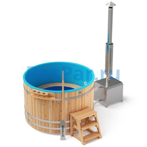 Фурако круглая «COMFORT» из лиственницы с пластиковой вставкой с внешней печью с газовой горелкой 2000 мм