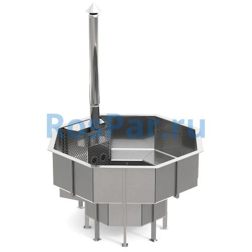 Фурако «PREMIUM terrace Октагон» из нержавеющей стали со встроенной печью 2150 мм