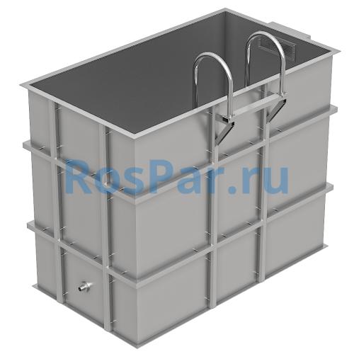 Прямоугольная купель «COMFORT» из нержавеющей стали длина 1500 мм ширина 1000 мм высота 1150 мм