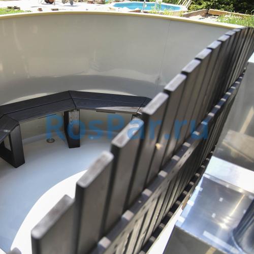 Фурако круглая «COMFORT» из лиственницы с пластиковой вставкой со встроенной печью 2000 мм