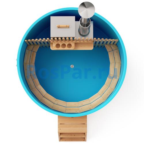 Фурако круглая «COMFORT» из лиственницы с пластиковой вставкой со встроенной печью 2000 мм