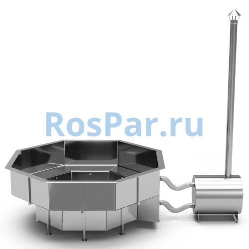 Фурако «PREMIUM terrace Октагон» из нержавеющей стали с внешней печью 2350 мм