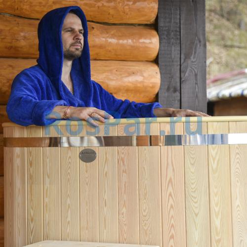 Овальная купель «COMFORT» из лиственницы с пластиковой вставкой длина 1200 мм ширина 780 мм высота 1150 мм