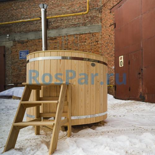 Фурако круглая «COMFORT» из лиственницы с пластиковой вставкой с внешней печью с газовой горелкой 2000 мм