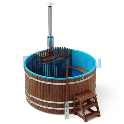 Фурако круглая «COMFORT» из лиственницы с пластиковой вставкой со встроенной печью 2000 мм