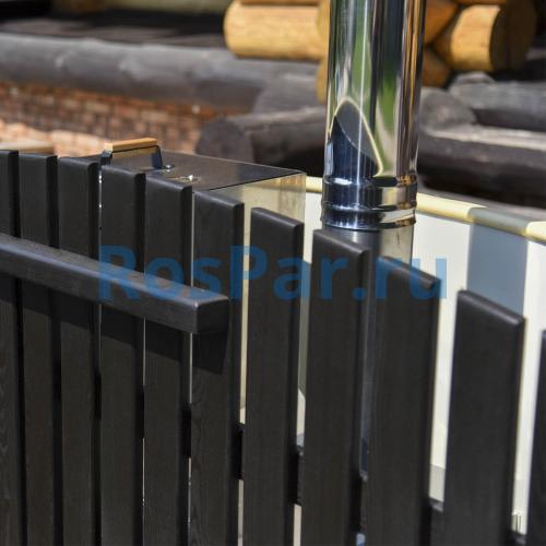 Фурако круглая «COMFORT» из лиственницы с пластиковой вставкой со встроенной печью 2000 мм