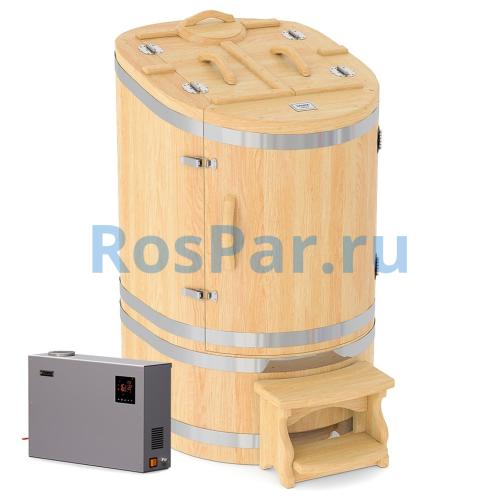 Кедровая бочка овальная «Профессиональная» со скосом с парогенератором «SteamLux»