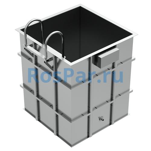 Квадратная купель «COMFORT» из нержавеющей стали длина 1200 мм ширина 1200 мм высота 1150 мм