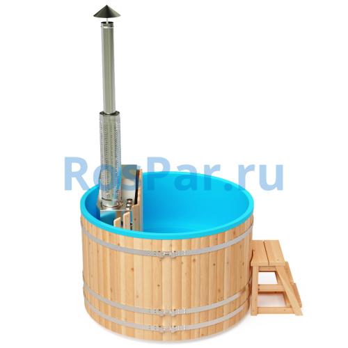 Фурако круглая «PREMIUM» из лиственницы с термопластиковой вставкой со встроенной печью 1700 мм