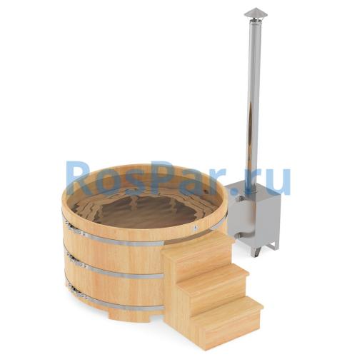Фурако круглая «PREMIUM» из кедра с внешней печью 2000 мм