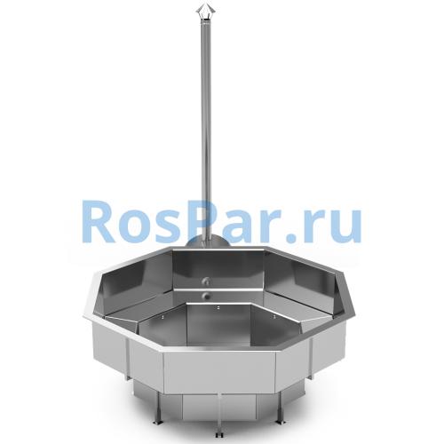 Фурако «PREMIUM terrace Октагон» из нержавеющей стали с внешней печью 2350 мм