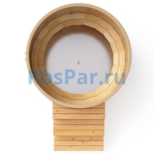 Фурако круглая «PREMIUM» из лиственницы с вставкой из нержавеющей стали с электроподогревом 1700 мм