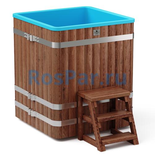 Квадратная купель «COMFORT» из лиственницы с пластиковой вставкой длина 1000 мм ширина 1000 мм высота 1150 мм