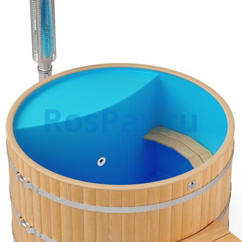 Фурако круглая «PREMIUM» из лиственницы с пластиковой вставкой с интегрированной печью 1700 мм