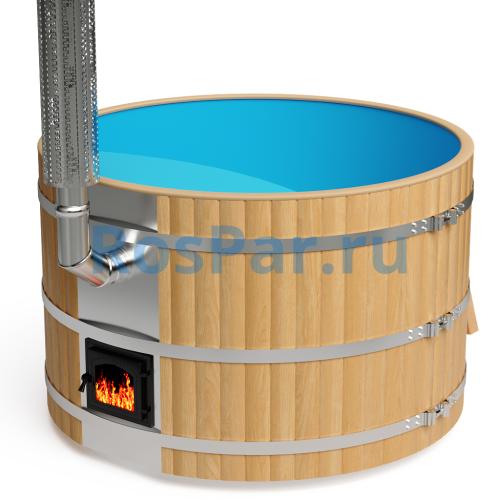Фурако круглая «PREMIUM» из лиственницы с пластиковой вставкой с интегрированной печью 1700 мм