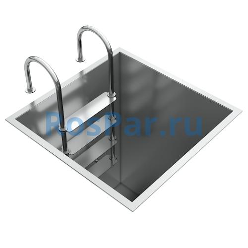 Квадратная купель «COMFORT» из нержавеющей стали длина 1000 мм ширина 1000 мм высота 1150 мм
