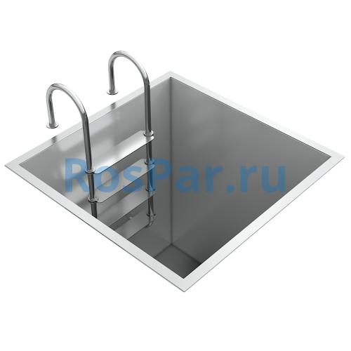 Квадратная купель «COMFORT» из нержавеющей стали длина 1200 мм ширина 1200 мм высота 1150 мм