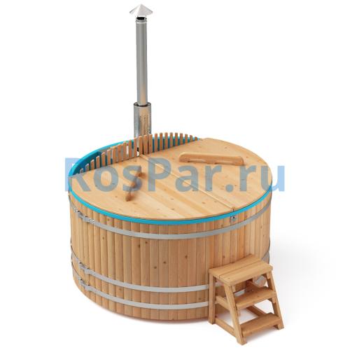 Фурако круглая «COMFORT» из лиственницы с пластиковой вставкой со встроенной печью 2000 мм