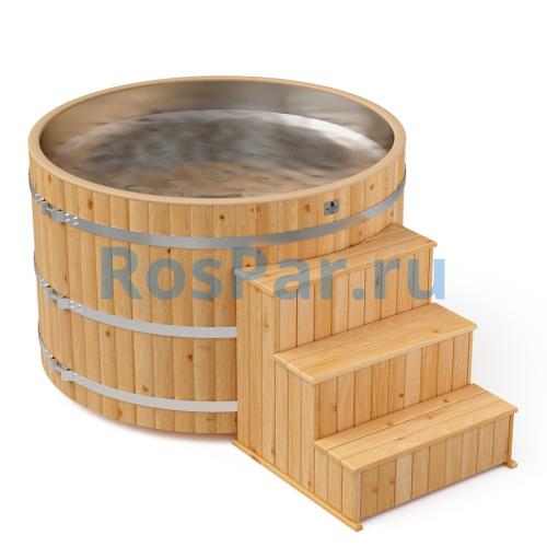 Фурако круглая «PREMIUM» из лиственницы с вставкой из нержавеющей стали с электроподогревом 1700 мм